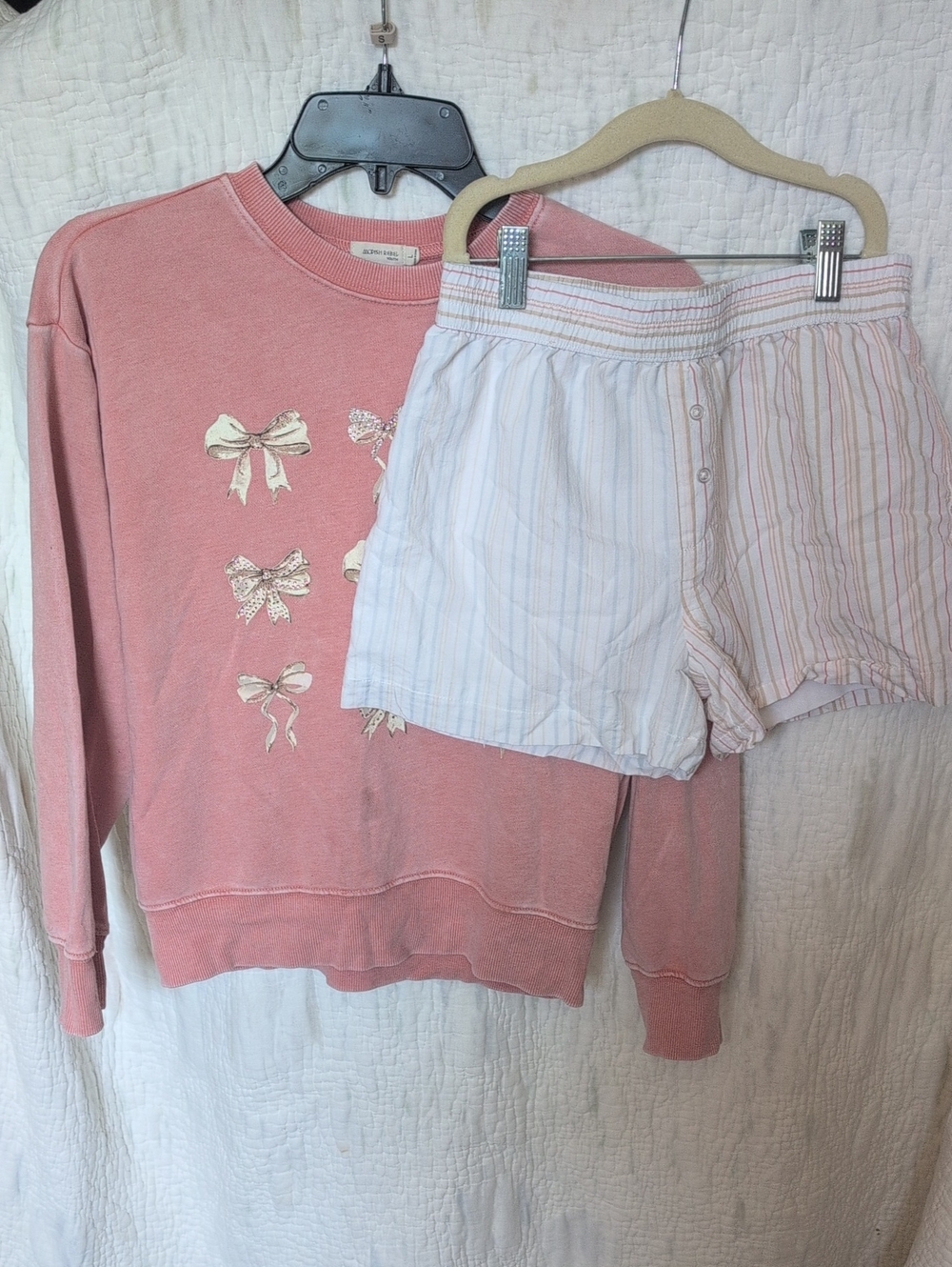 Modish Rebel Pink Bow Sweatshirt + Cat & Jack Striped Boxer Shorts Bundle | Size